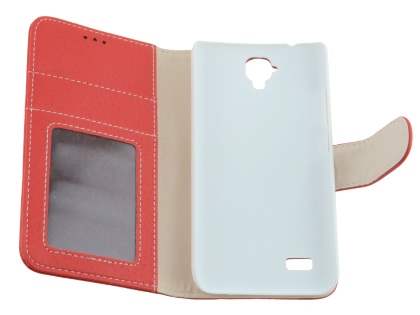 Synthetic Leather Wallet Case with Stand for Huawei Y5/Y560 - Red