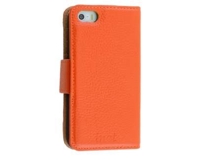 Synthetic Leather Wallet Case for iPhone SE(1st Gen)/5s/5 - Orange