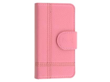 Synthetic Leather Wallet Case for iPhone SE(1st Gen)/5s/5 - Pink