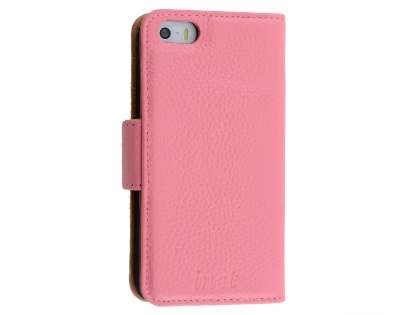 Synthetic Leather Wallet Case for iPhone SE(1st Gen)/5s/5 - Pink