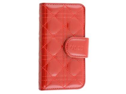 Synthetic Leather Wallet Case for iPhone SE(1st Gen)/5s/5 - Red