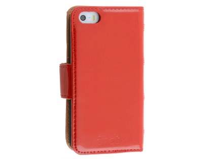 Synthetic Leather Wallet Case for iPhone SE(1st Gen)/5s/5 - Red