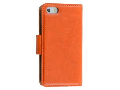 Synthetic Leather Wallet Case for iPhone SE(1st Gen)/5s/5 - Orange
