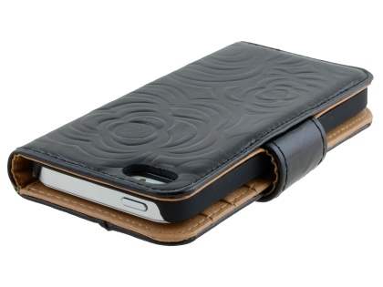 Synthetic Leather Wallet Case for iPhone SE(1st Gen)/5s/5 - Black
