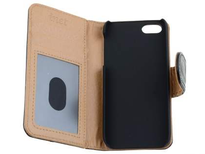 Synthetic Leather Wallet Case for iPhone SE(1st Gen)/5s/5 - Black