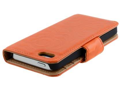 Synthetic Leather Wallet Case for iPhone SE(1st Gen)/5s/5 - Orange
