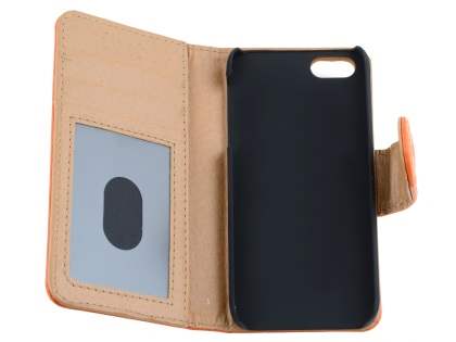 Synthetic Leather Wallet Case for iPhone SE(1st Gen)/5s/5 - Orange