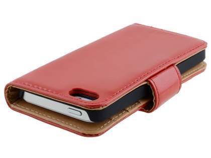 Synthetic Leather Wallet Case for iPhone SE(1st Gen)/5s/5 - Red