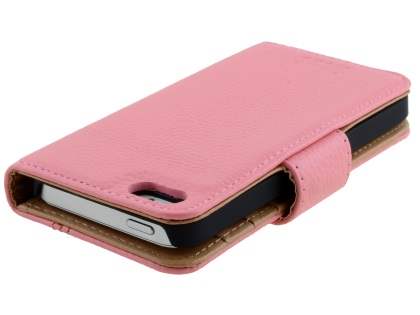 Synthetic Leather Wallet Case for iPhone SE(1st Gen)/5s/5 - Pink