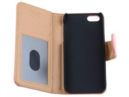 Synthetic Leather Wallet Case for iPhone SE(1st Gen)/5s/5 - Pink