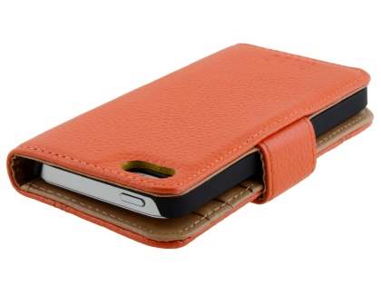 Synthetic Leather Wallet Case for iPhone SE(1st Gen)/5s/5 - Orange