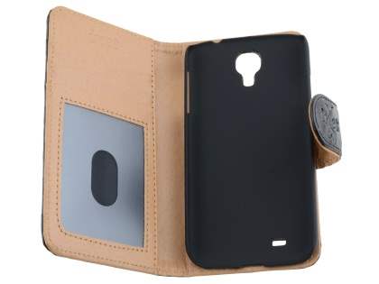 Synthetic Leather Wallet Case for Samsung Galaxy S4 - Black