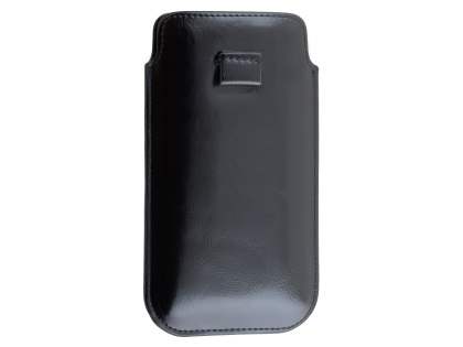 Synthetic Leather Slide-in Case with Pull-out Strap for Samsung Galaxy Note 3 - Classic Black Leather Slide-in Case