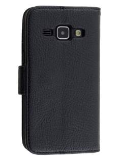 Synthetic Leather Wallet Case with Stand for Samsung Galaxy J1 Ace - Classic Black Synthetic Leather Wallet Case with Stand for Samsung Galaxy J1 Ace - Classic Black