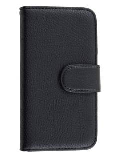 Synthetic Leather Wallet Case with Stand for Samsung Galaxy J1 Ace - Classic Black