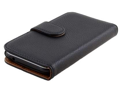 Synthetic Leather Wallet Case with Stand for Samsung Galaxy J1 Ace - Classic Black