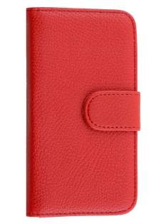 Synthetic Leather Wallet Case with Stand for Samsung Galaxy J1 Ace - Red