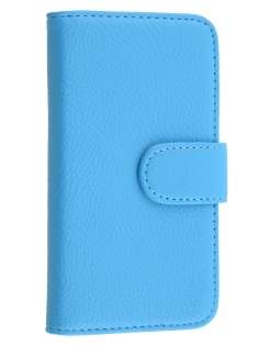 Synthetic Leather Wallet Case with Stand for Samsung Galaxy J1 Ace - Sky Blue