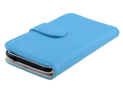Synthetic Leather Wallet Case with Stand for Samsung Galaxy J1 Ace - Sky Blue