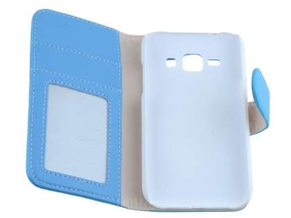 Synthetic Leather Wallet Case with Stand for Samsung Galaxy J1 Ace - Sky Blue