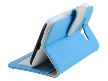 Synthetic Leather Wallet Case with Stand for Samsung Galaxy J1 Ace - Sky Blue