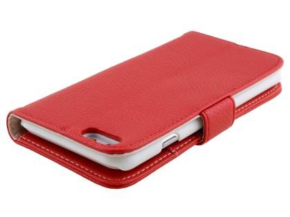 Synthetic Leather Wallet Case with Stand for iPhone 6s Plus/6 Plus - Red