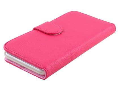 Synthetic Leather Wallet Case with Stand for iPhone 6s Plus/6 Plus - Hot Pink