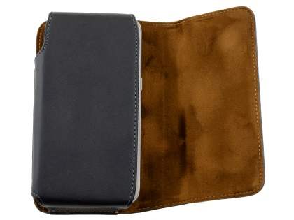 Extra-tough Genuine Leather ShineColours belt pouch for Samsung Galaxy S7 edge (Bumper Case Compatible) - Classic Black