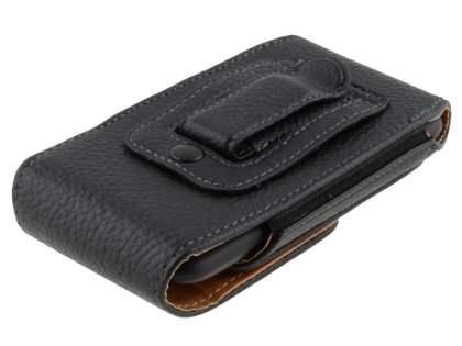 Textured Synthetic Leather Vertical Belt Pouch - Mobile Only