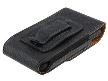 Textured Synthetic Leather Vertical Belt Pouch - Mobile Only