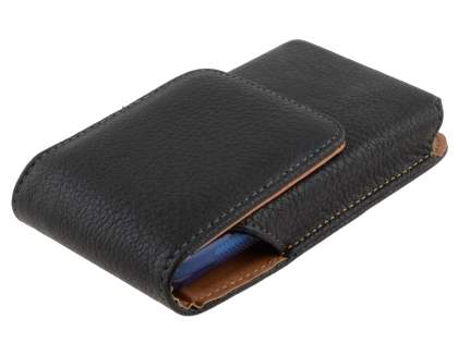 Textured Synthetic Leather Vertical Belt Pouch - Bumper Case Compatible
