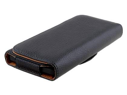 Apple iPhone 6s Plus / 6 Plus / 7 Textured Synthetic Leather Belt Pouch (Bumper Case Compatible) - Classic Black