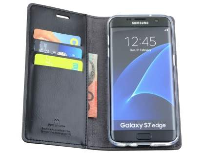 Mercury Goospery Blue Moon Wallet Case for Samsung Galaxy S7 edge - Classic Black