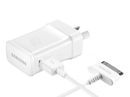 Genuine Samsung 2A/10W AC Charger & Tab 30-pin to USB-A Cable - White AC Wall Charger