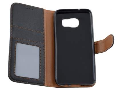 Synthetic Leather Wallet Case with Stand for Samsung Galaxy S7 edge - Classic Black