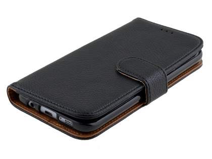 Synthetic Leather Wallet Case with Stand for Samsung Galaxy S7 edge - Classic Black