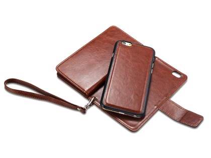 2-in-1 Synthetic Leather Wallet Case for iPhone 6s Plus/6 Plus - Brown