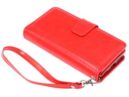 2-in-1 Synthetic Leather Wallet Case for iPhone 6s Plus/6 Plus - Red Leather Wallet Case