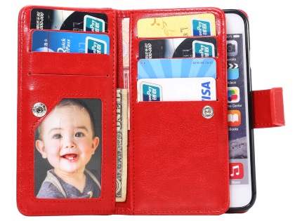 2-in-1 Synthetic Leather Wallet Case for iPhone 6s Plus/6 Plus - Red