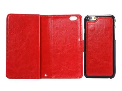 2-in-1 Synthetic Leather Wallet Case for iPhone 6s Plus/6 Plus - Red