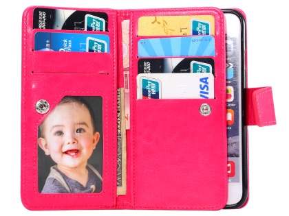 2-in-1 Synthetic Leather Wallet Case for iPhone 6s Plus/6 Plus - Pink