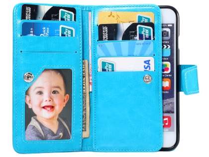 2-in-1 Synthetic Leather Wallet Case for iPhone 6s Plus/6 Plus - Blue