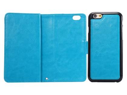 2-in-1 Synthetic Leather Wallet Case for iPhone 6s Plus/6 Plus - Blue