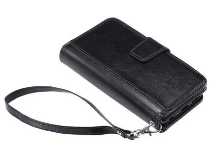 2-in-1 Synthetic Leather Wallet Case for iPhone 6s Plus/6 Plus - Classic Black Leather Wallet Case