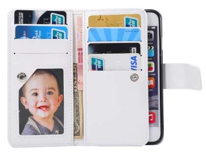 2-in-1 Synthetic Leather Wallet Case for iPhone 6s Plus/6 Plus - Pearl White