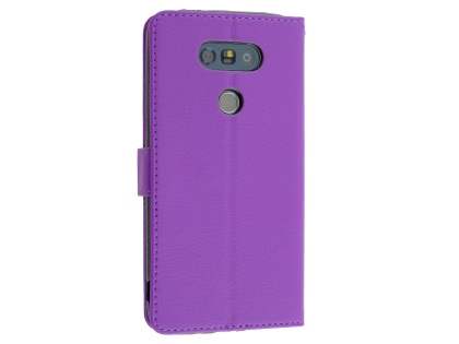 Slim Synthetic Leather Wallet Case with Stand for LG G5 - Purple Leather Wallet Case