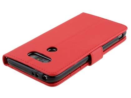 Slim Synthetic Leather Wallet Case with Stand for LG G5 - Red