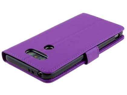Slim Synthetic Leather Wallet Case with Stand for LG G5 - Purple