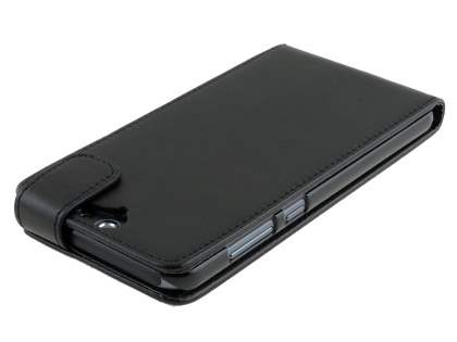 Synthetic Leather Flip Case for HTC Telstra Signature Premium - Classic Black