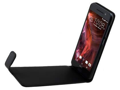 Synthetic Leather Flip Case for HTC Telstra Signature Premium - Classic Black
